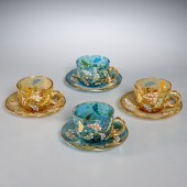 (4) MOSER ENAMELED GLASS CUPS