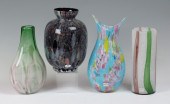 4 MURANO ART GLASS VASES: 1) S