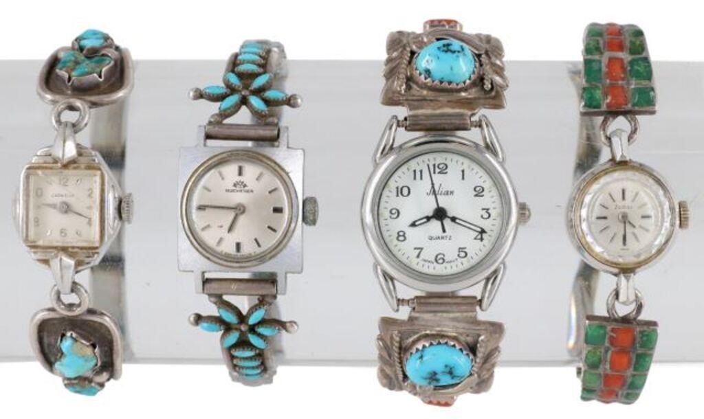 4) NATIVE AMERICAN SILVER TURQUOISE