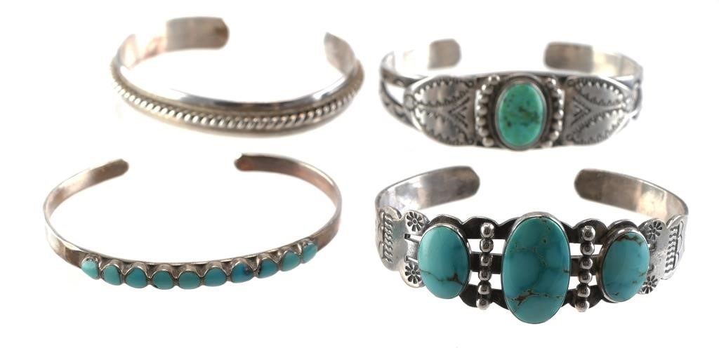 (4) NATIVE AMERICAN STERLING CUFF