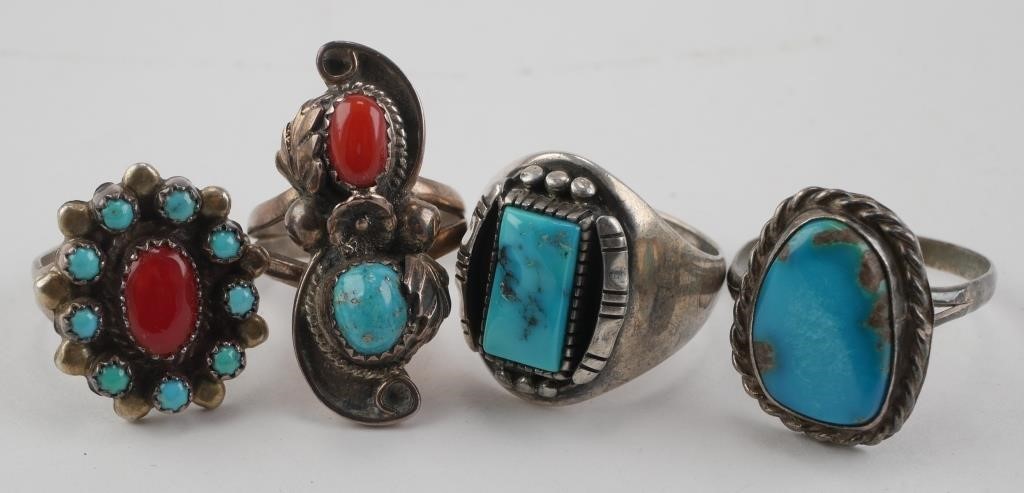 (4) NAVAJO STERLING SILVER RINGSLot