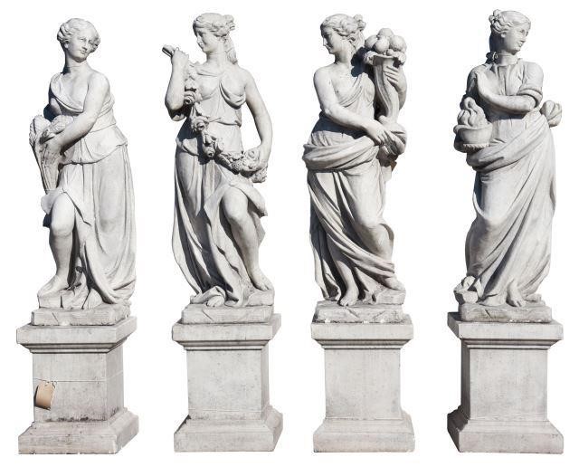 (4) NEAR LIFE-SIZE CAST STONE