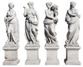 (4) NEAR LIFE-SIZE CAST STONE