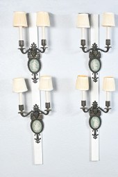 4 NEO-CLASSICAL BRONZE & WEDGW