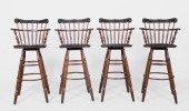 (4) Oak and leather swivel tav