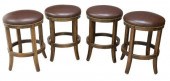 4) OAK BACKLESS SWIVEL LEATHER