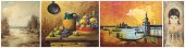(4) Oil paintings, landscape s