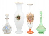(4) Opaline glass vases and sc