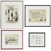 (4) ORIG. CARTOON DRAWINGS, IN