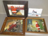 4 ORIGINAL CHRISTMAS SCENE OIL