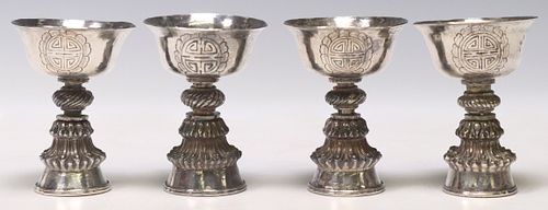 (4) ORNATE TIBETAN SILVER-TONE