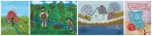 (4) Outsider art paintings to