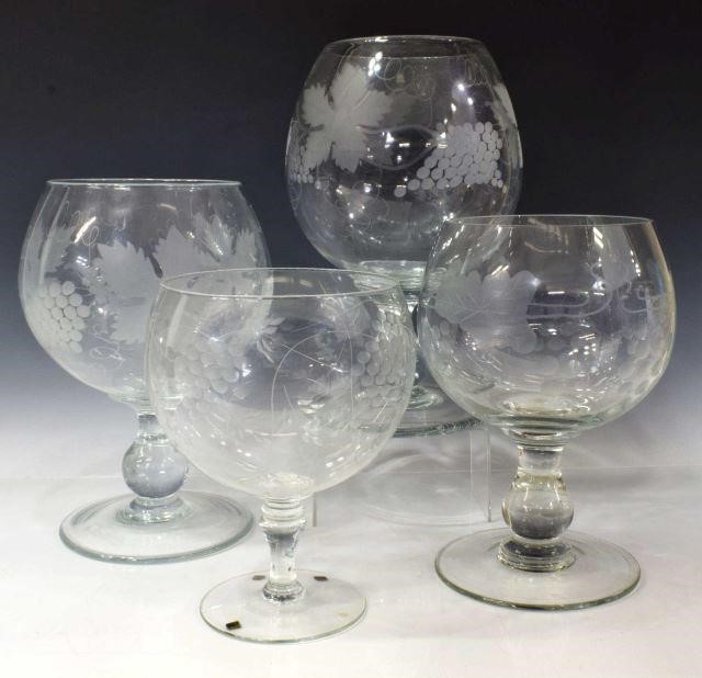 (4) OVERSIZED ETCHED GLASS