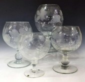 (4) OVERSIZED ETCHED GLASS PRE