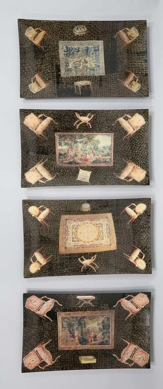 4 PABLO MANZONI GLASS TRAYS