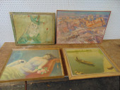 4 PAINTINGS, WESTERN MOUNTAIN