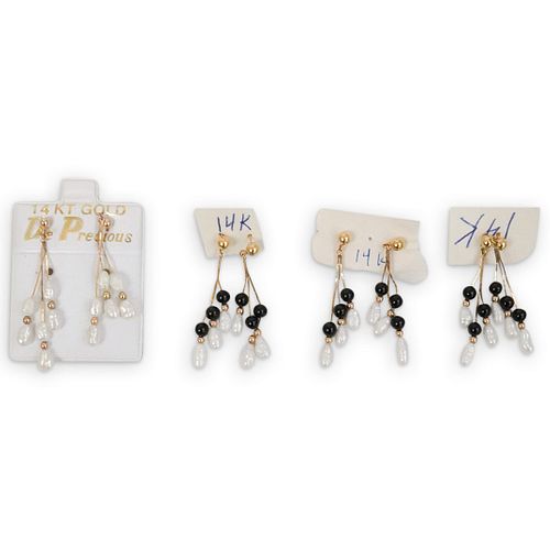 (4) PAIRS OF 14K AND NATURAL