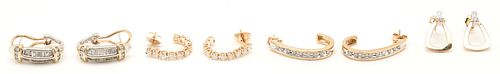 4 PAIRS OF GOLD & DIAMOND