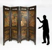 4 PANEL PAINTED AND CARVED COR