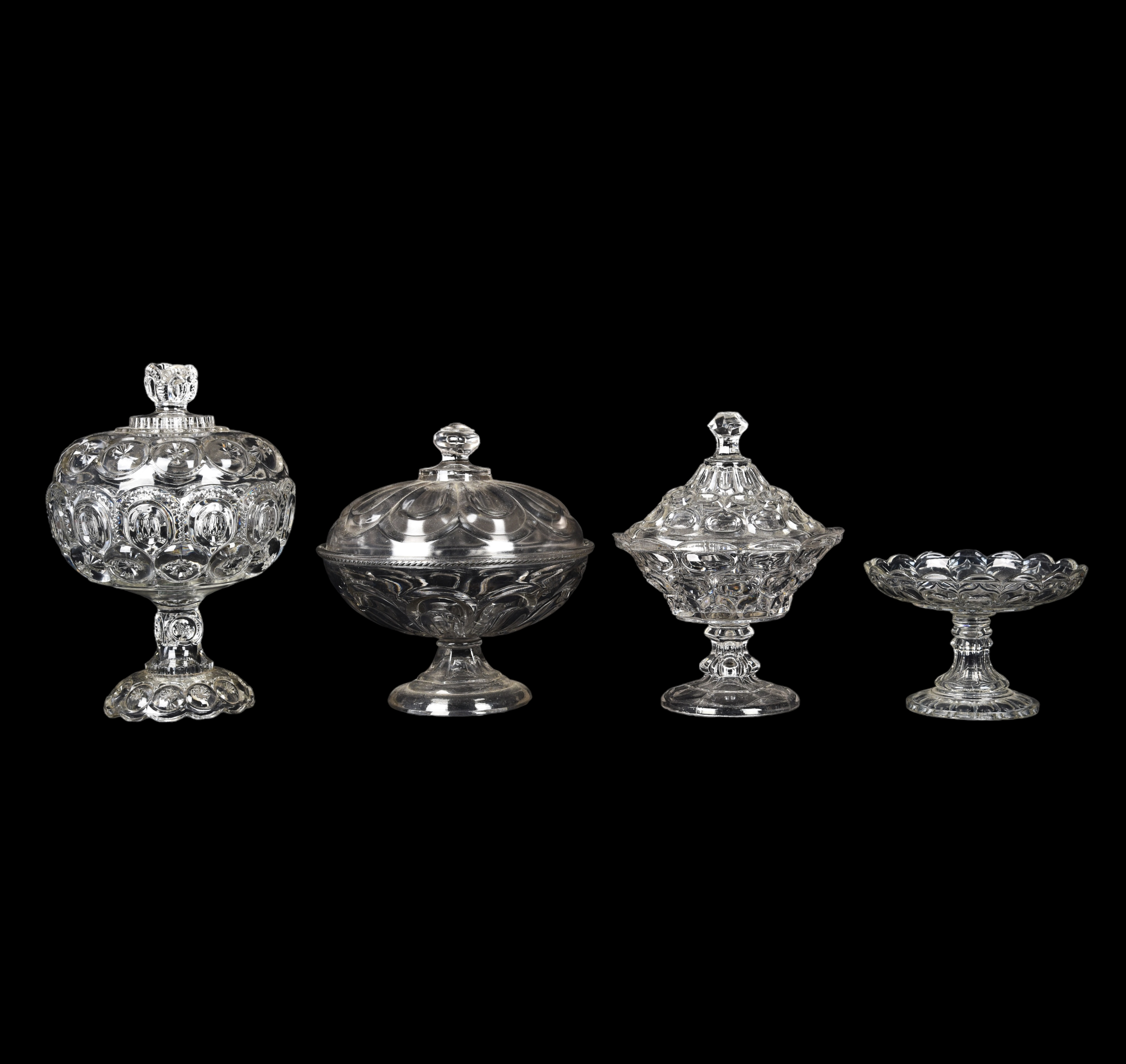 (4) Pattern glass compotes, c/o