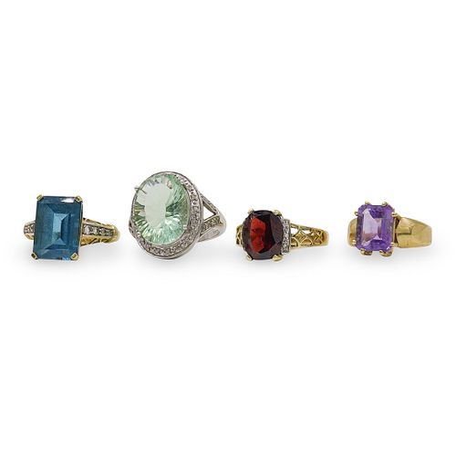 (4 PC) 10K GOLD AND GEMSTONE