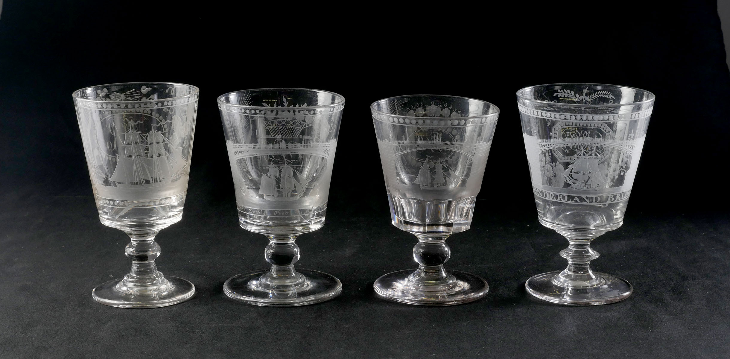 4 PC. 19TH CENTURY ENGRAVED
