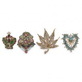 (4 PC) ANTIQUE COSTUME BROOCHE