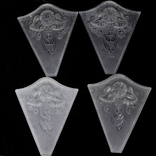 (4 PC) ART DECO FROSTED GLASS