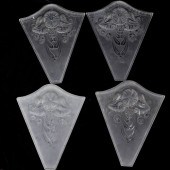 (4 PC) ART DECO FROSTED GLASS