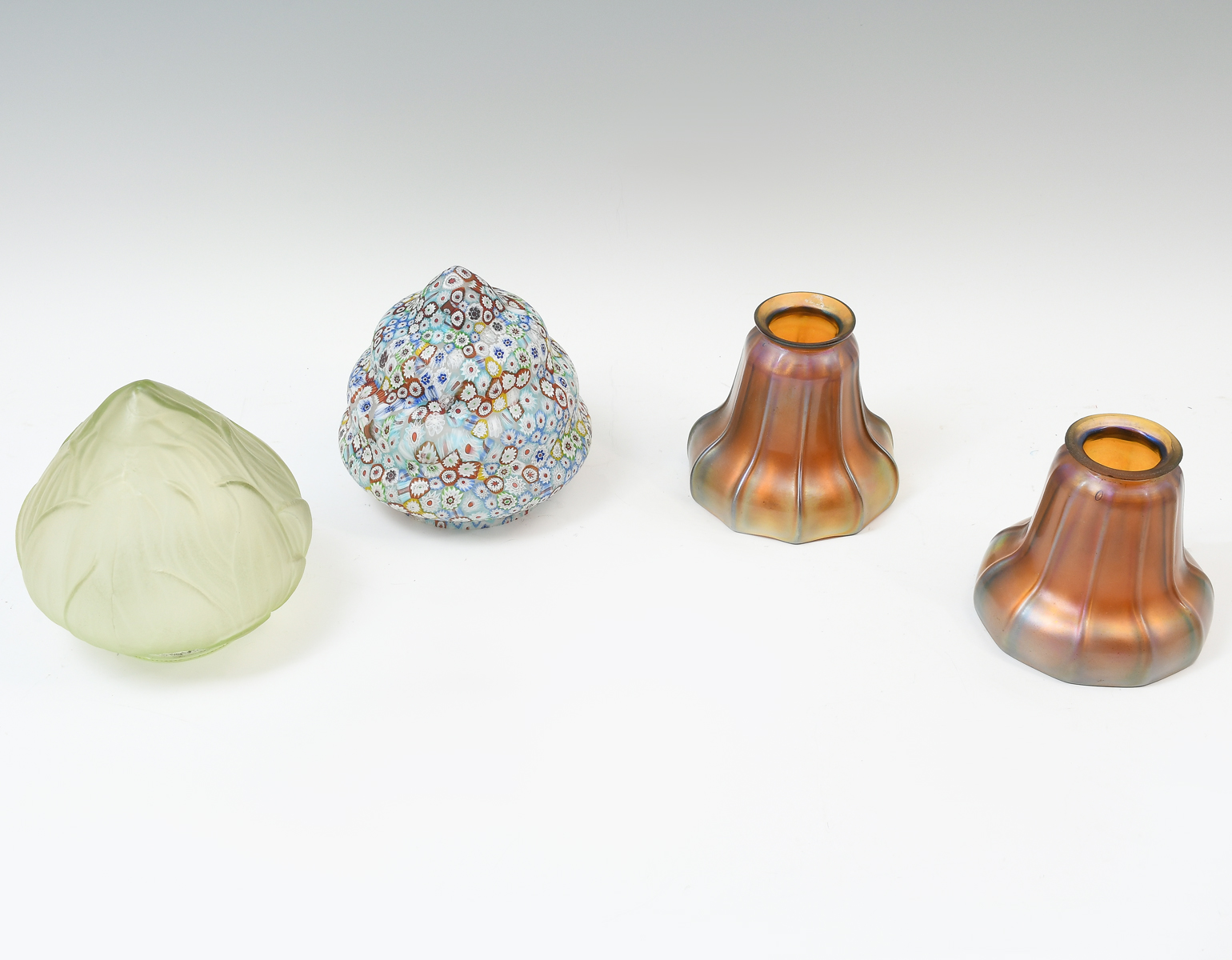 4 PC. ART GLASS SHADE COLLECTION: