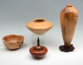 4 PC. ARTISAN TURNED WOOD VASE