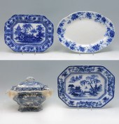 4 PC. BLUE AND WHITE TUREEN &