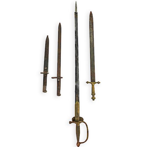 (4 PC) BRONZE AND BRASS SWORDS