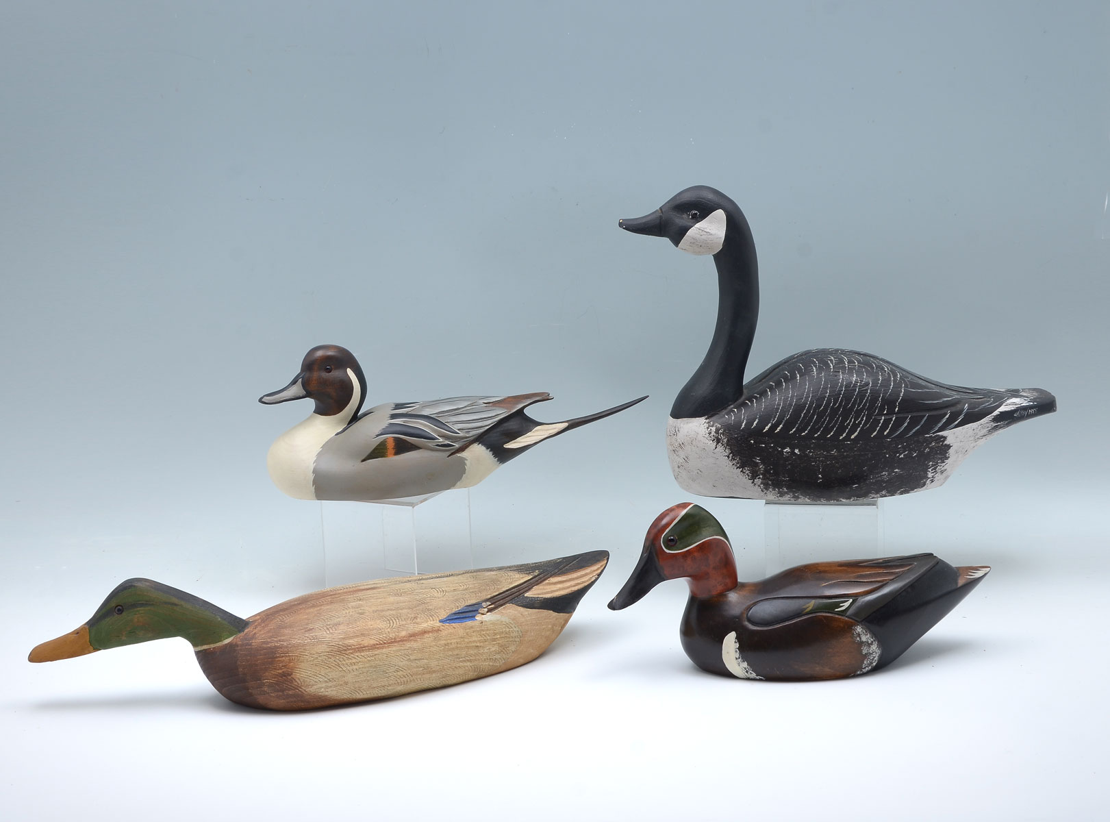 4 PC. CARVED GOOSE & DUCK