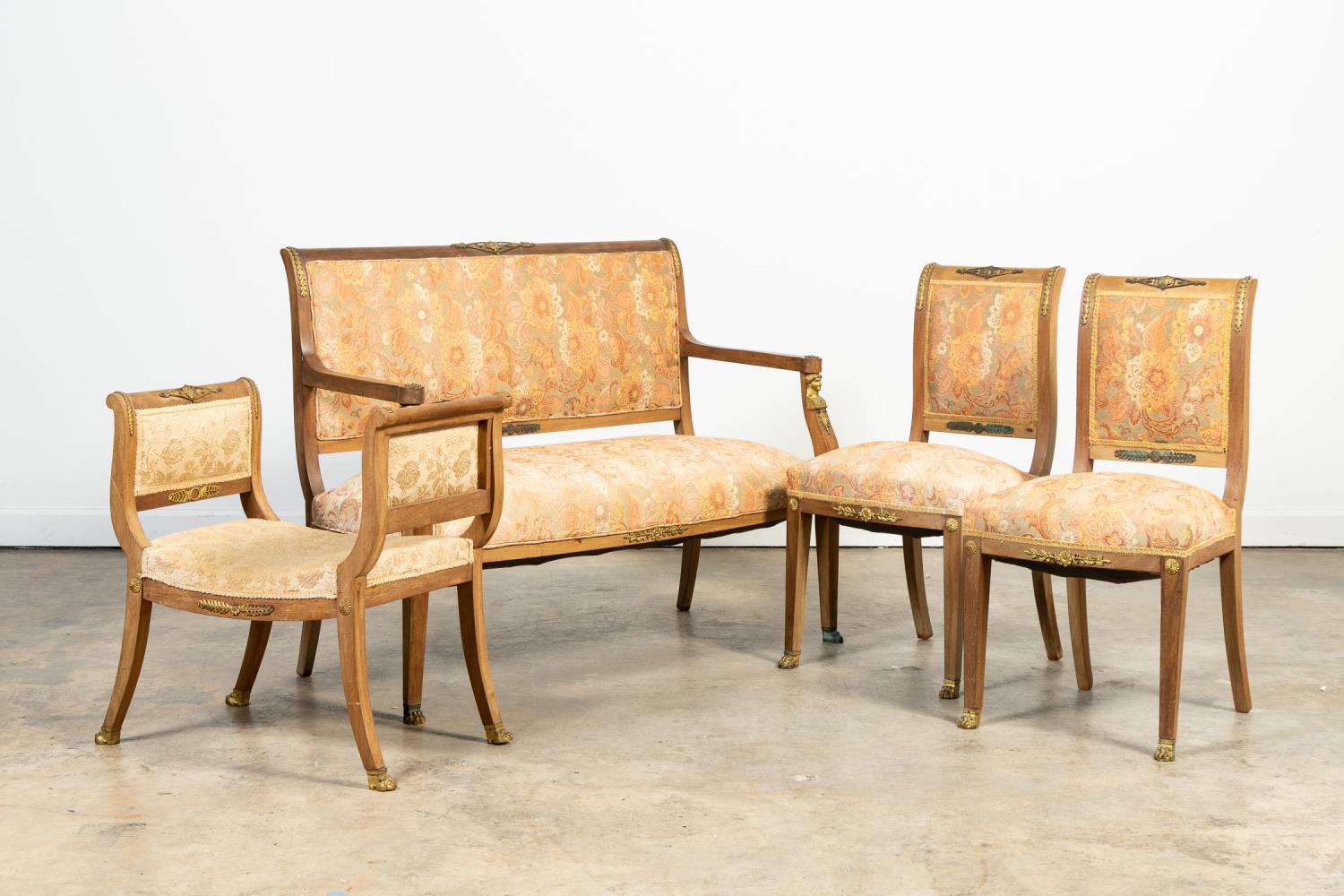 4 PC EMPIRE STYLE BLEACHED WOOD