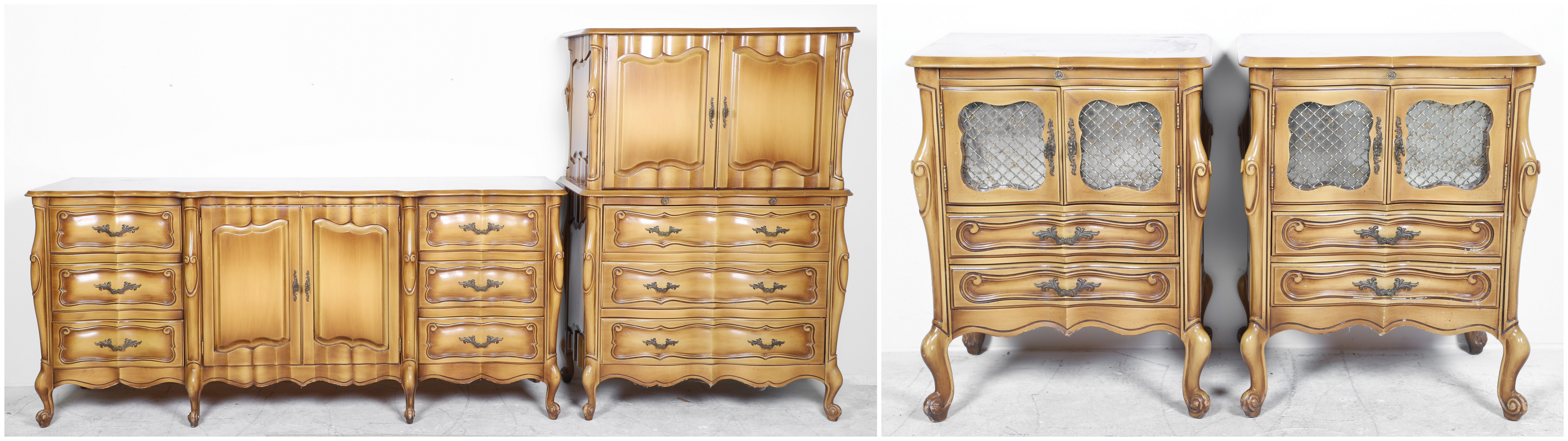 (4) pc French style walnut