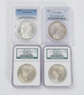 4 PC. GRADED MORGAN & PEACE SI