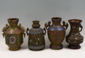 4 PC. JAPANESE CHAMPLEVE VASES