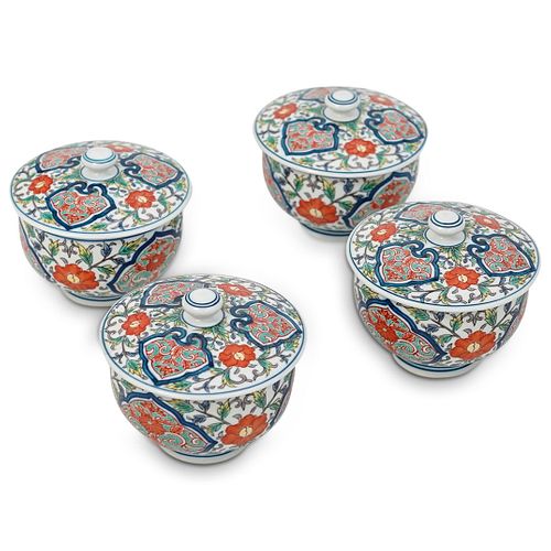 (4 PC) JAPANESE PORCELAIN LIDDED