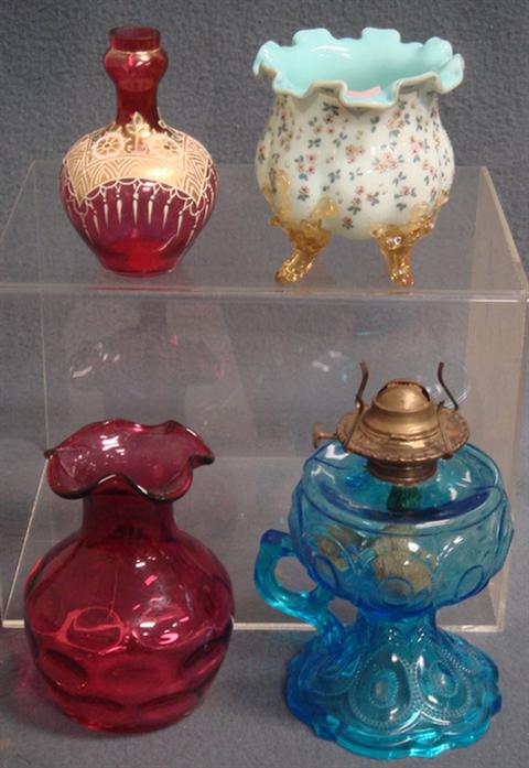 4 pc lot colored glass, 6"