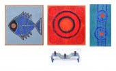 4 PC. MID-CENTURY ENAMALED ART