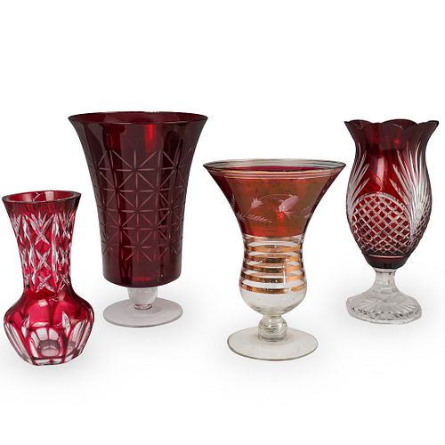 (4 PC) RUBY CRYSTAL CUT