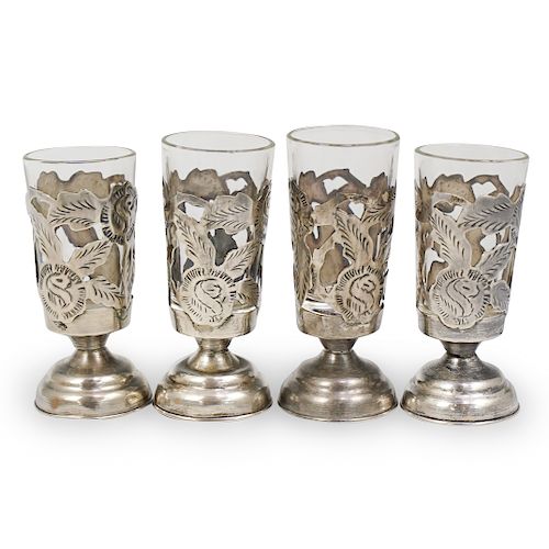 (4 PC) SET STERLING TAXCO SHOT