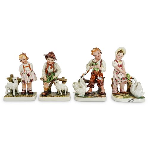 (4 PC) SIGNED ITALIAN PORCELAIN