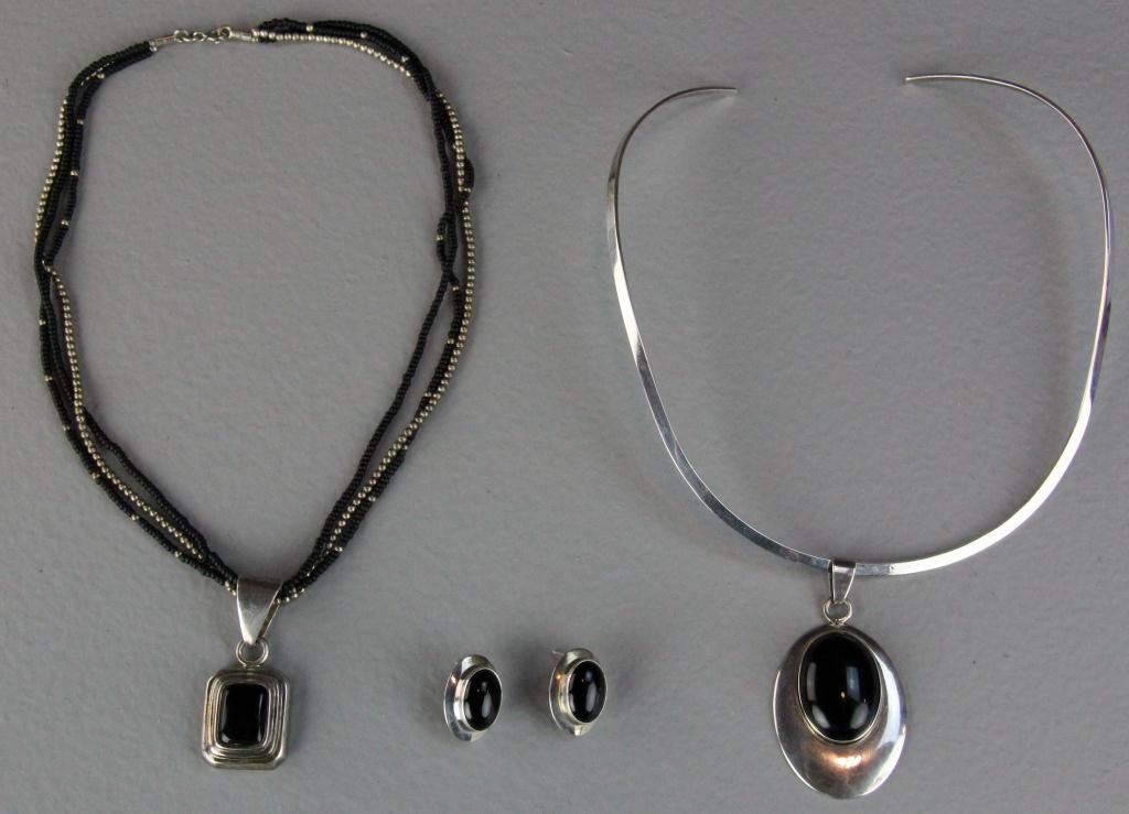 (4) Pc. Silver & Onyx Jewelry incl.
