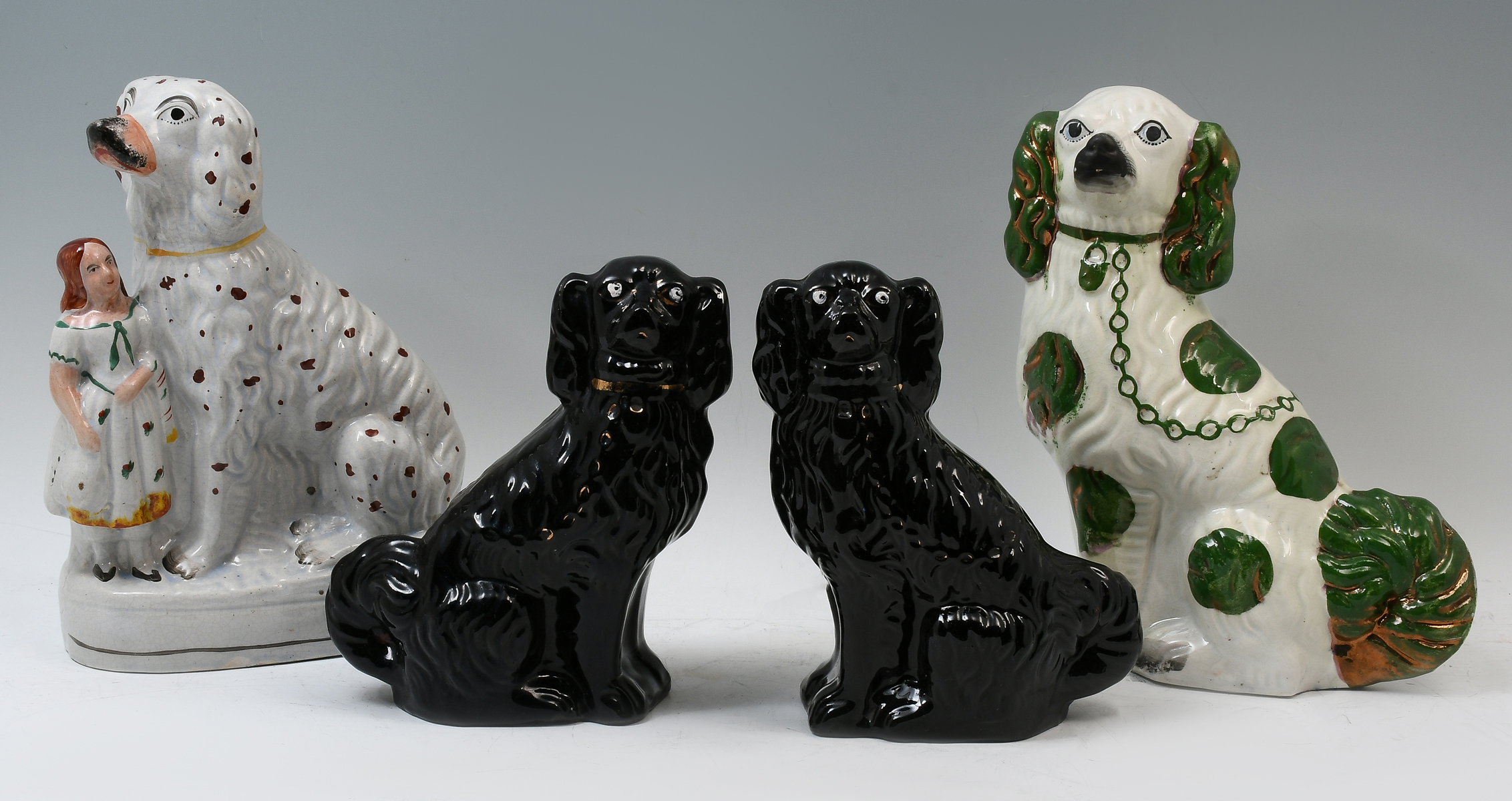 4 PC. STAFFORDSHIRE PORCELAIN DOG