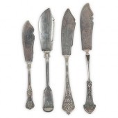 (4 PC) STERLING FISH KNIFE LOT