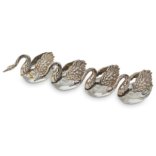 (4 PC) STERLING SILVER & CRYSTAL