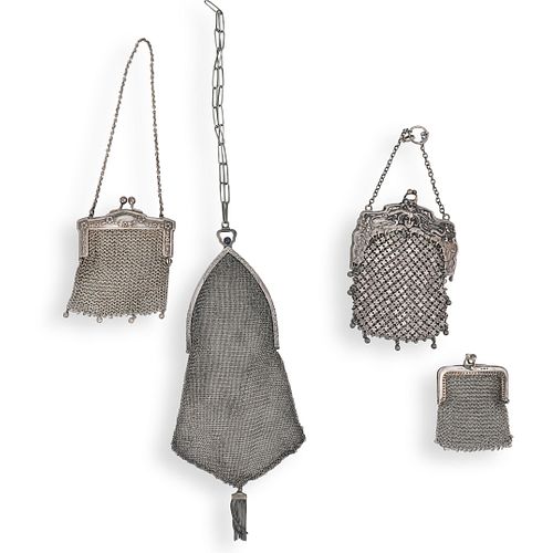 (4 PC) STERLING SILVER MESH PURSE