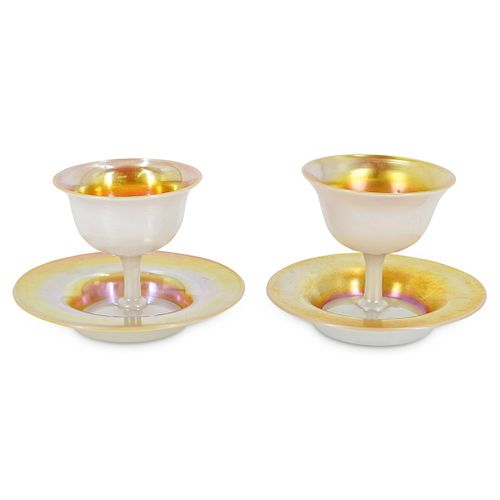 (4 PC) STEUBEN GOLD CALCITE SHERBET
